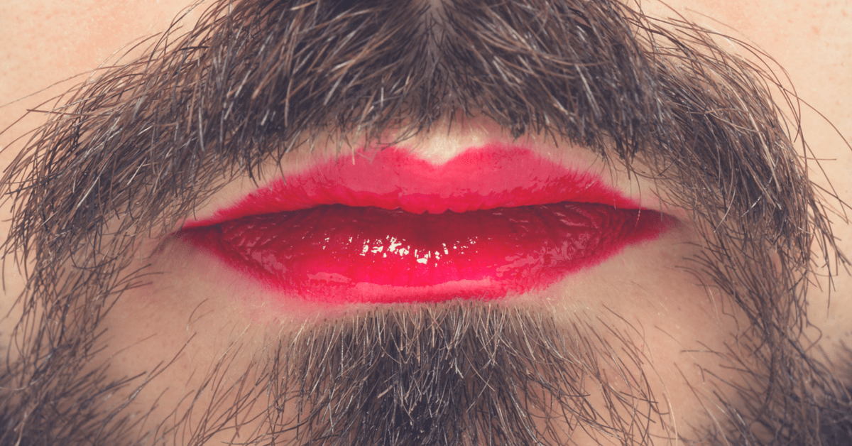 Man mustache lipstick transgender