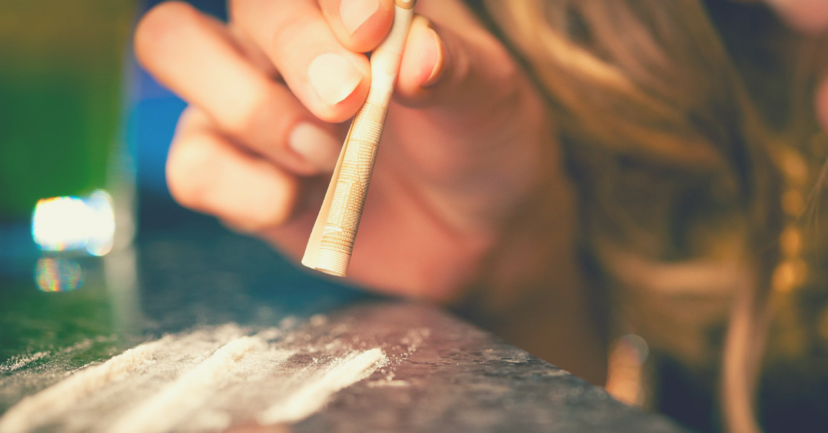 Woman doing cocaine, drugs, addiction, recovery
