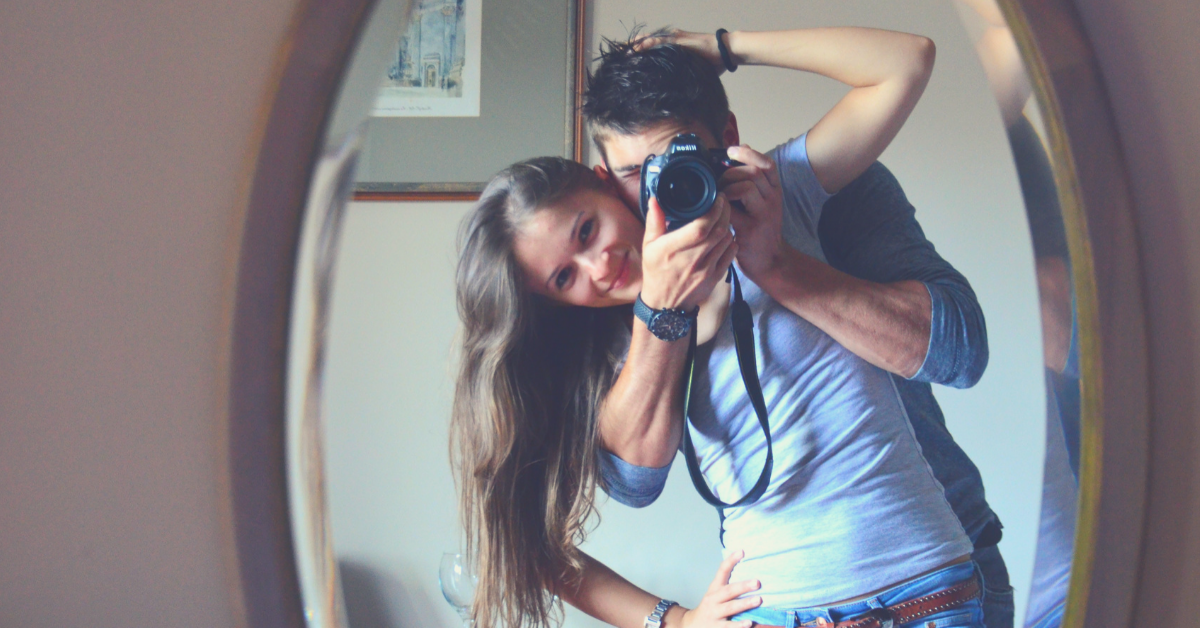 Relationships are mirrors, couple, camera