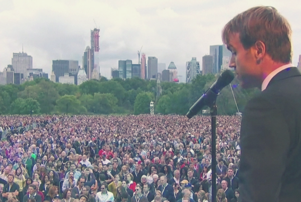 Michael Trainer on stage at Global Citizen Festival