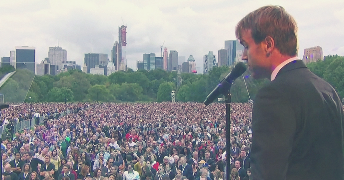 Michael Trainer on stage at Global Citizen Festival